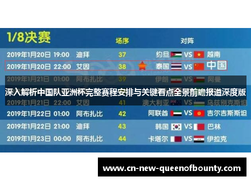 深入解析中国队亚洲杯完整赛程安排与关键看点全景前瞻报道深度版
